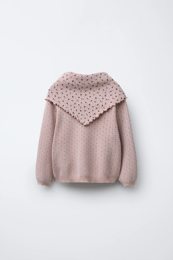FLORAL BANDANA BLEND KNIT SWEATER