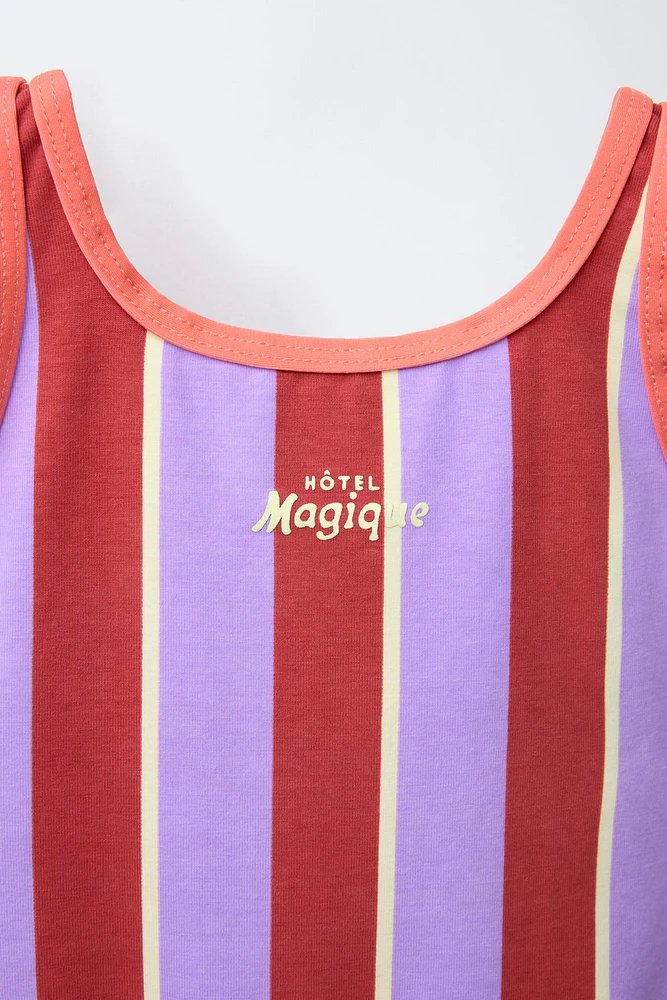 2-6 ANS/ MAILLOT DE BAIN RAYURES LOGO HÔTEL MAGIQUE © X ZARA