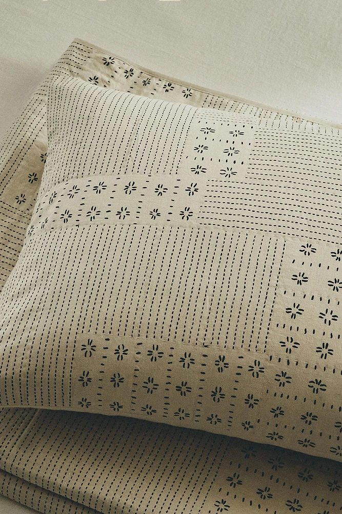 HOUSSE DE COUSSIN LIN PATCHWORK