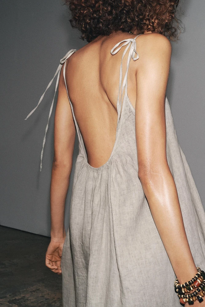 100% LINEN STRAPPY DRESS ZW COLLECTION