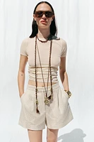FAUX SUEDE EYELET SHORTS