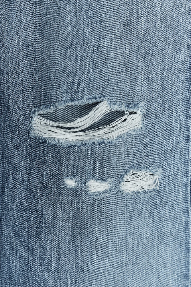 TRF MID-RISE RIPPED WIDE LEG JEANS