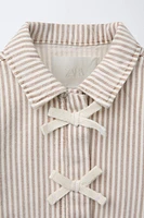 STRIPED TWILL JACKET WITH BOWS