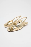 METALLIC EFFECT LOW HEELED SANDALS