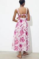 PRINTED DRESS WITH OPENWORK EMBROIDERY