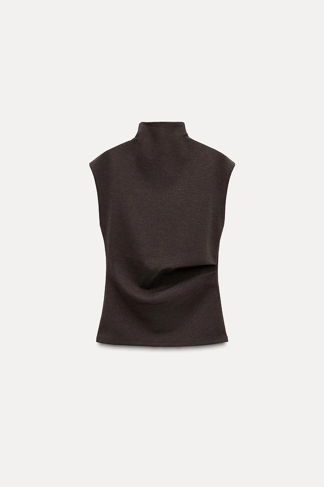 SIDE DRAPED SOFT INTERLOCK TOP