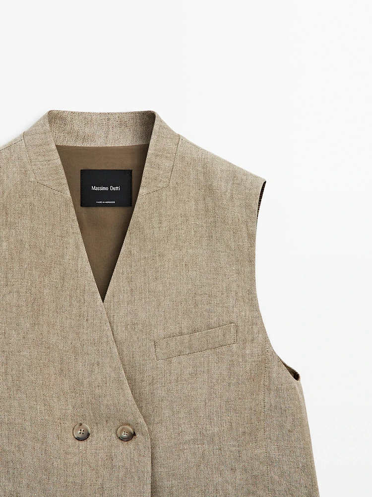 Veste sans manches en mélange de lin