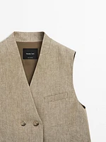 Veste sans manches en mélange de lin