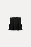 BELTED CREPE MINI SKIRT