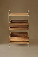 WOOD AND METAL STORAGE CART