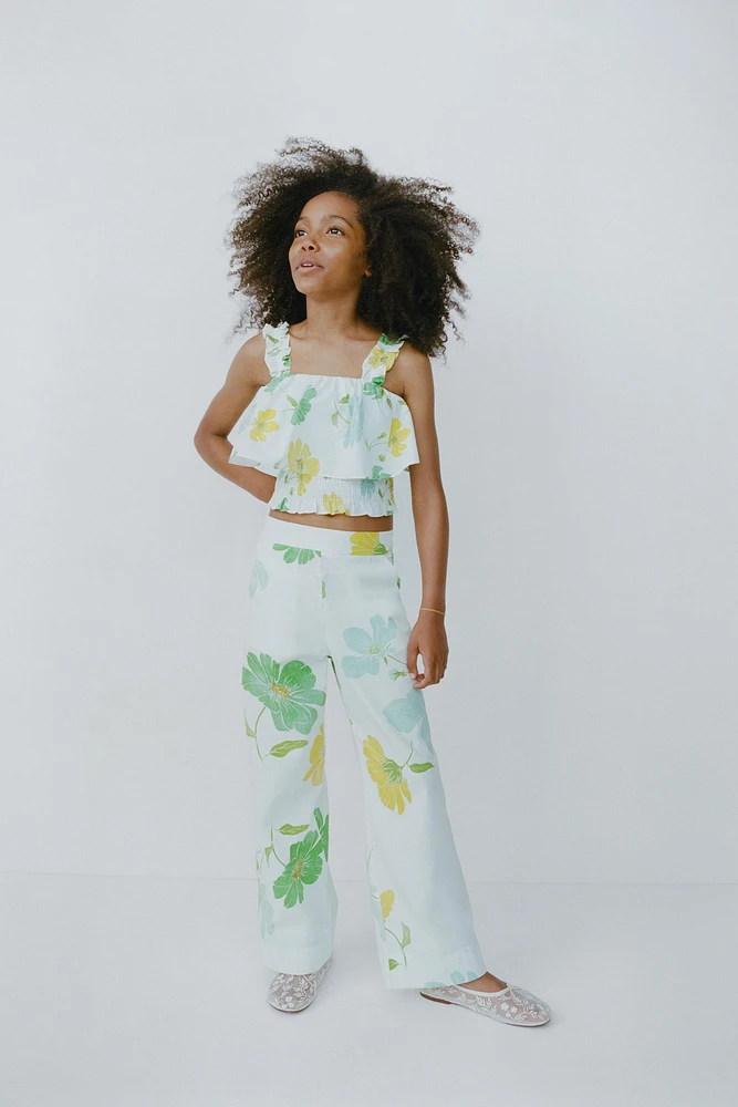 PANTALON DROIT IMPRIMÉ FLEURS