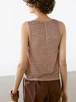 Strappy top with linen fabric detail