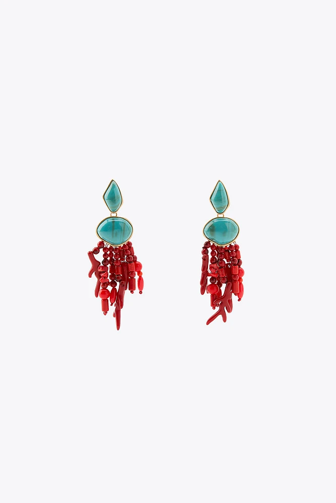 CORAL EFFECT STONE EARRINGS
