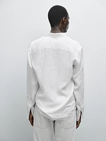 Chemise slim à rayures en lin