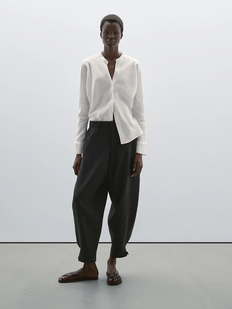 Sarouel trousers with buckled hems