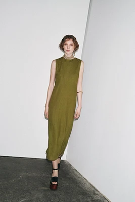 100% LINEN MIDI DRESS ZW COLLECTION