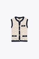 TOP GILET EN MAILLE POINTELLE