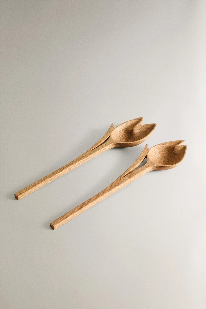 ENSEMBLE COUVERTS SALADE BOIS TULIPES (LOT DE 2)