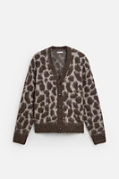 JACQUARD ANIMAL PRINT CARDIGAN