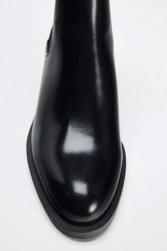 FAUX PATENT LEATHER CHELSEA BOOTS