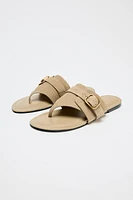 SPLIT LEATHER BUCKLE SANDALS