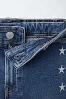 NAVY EMBROIDERED STAR JEANS