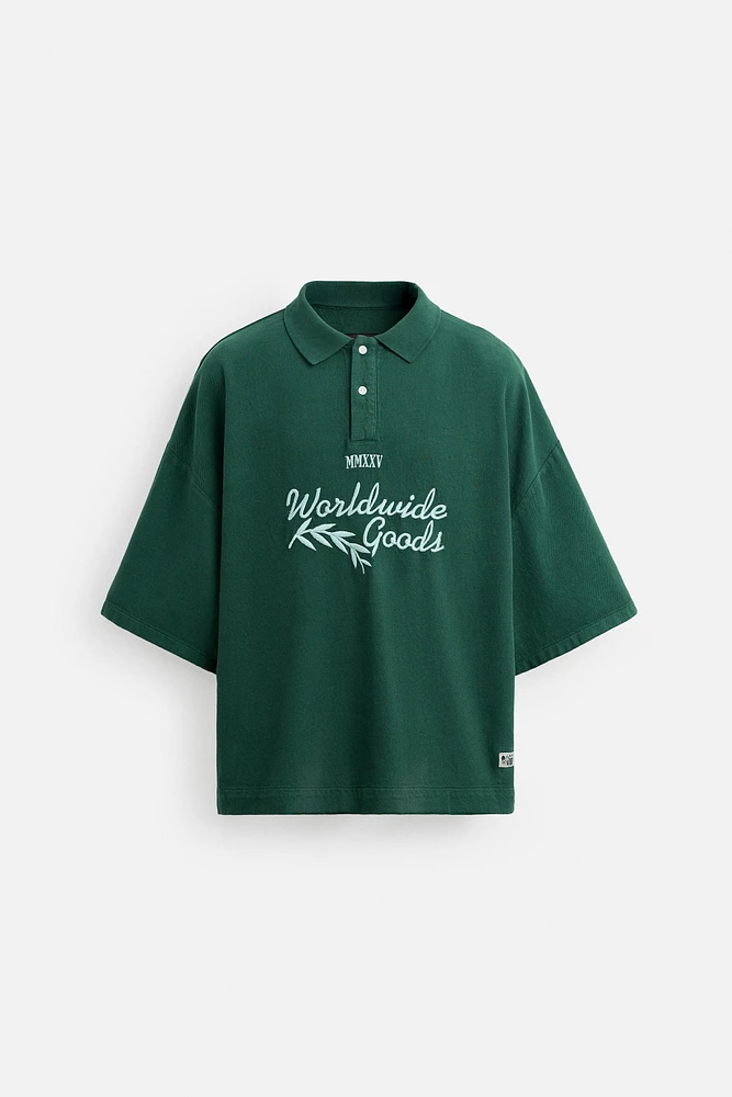 EMBROIDERED BOXY FIT POLO SHIRT