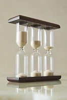 SET OF HOURGLSASES WITH ACACIA FRAME
