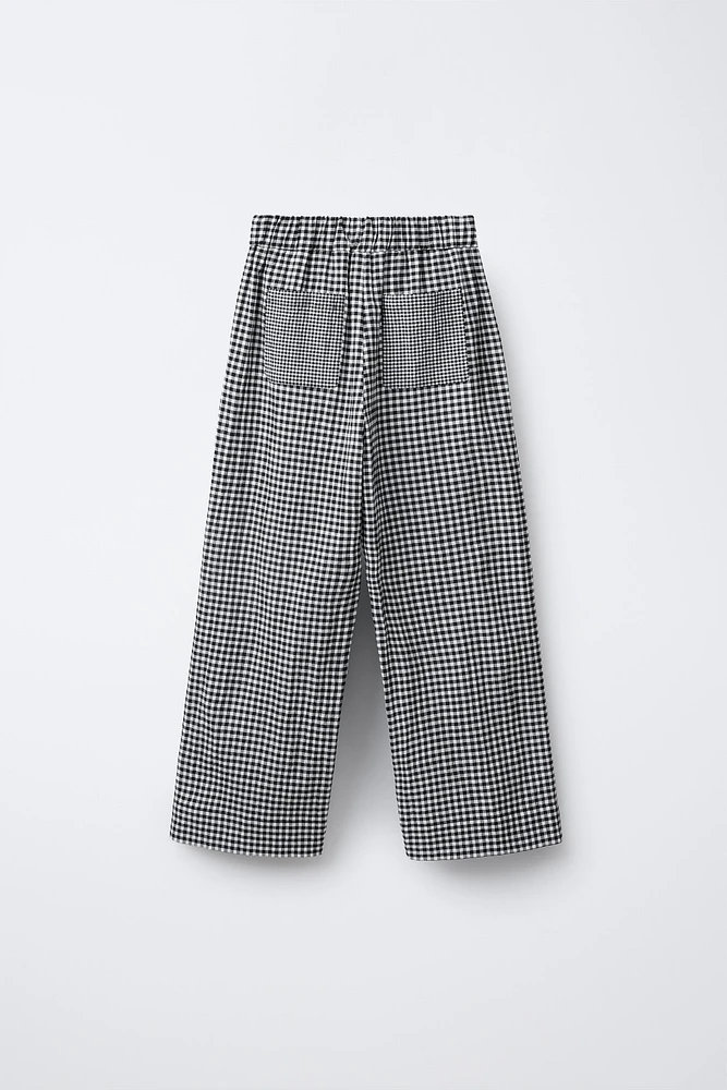 PANTALON WIDE LEG IMPRIMÉ CARREAUX VICHY