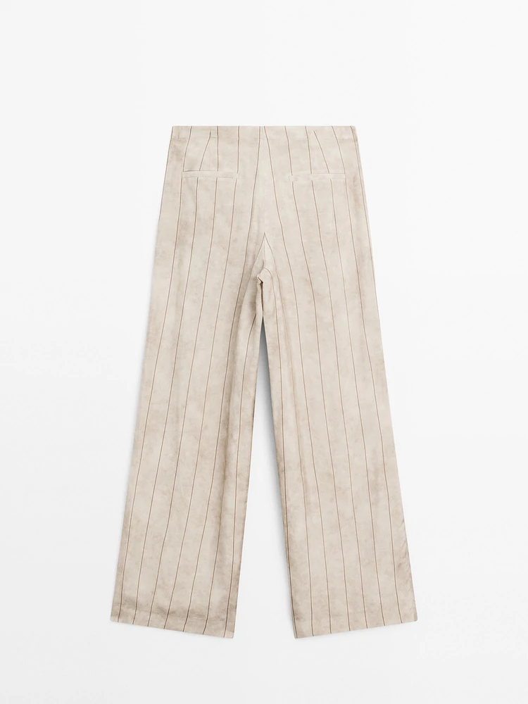 Pantalon droit fluide à rayures