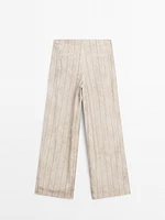 Pantalon droit fluide à rayures