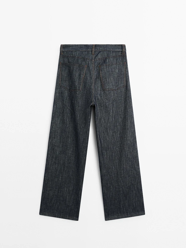 Cotton blend denim trousers