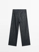 Cotton blend denim trousers