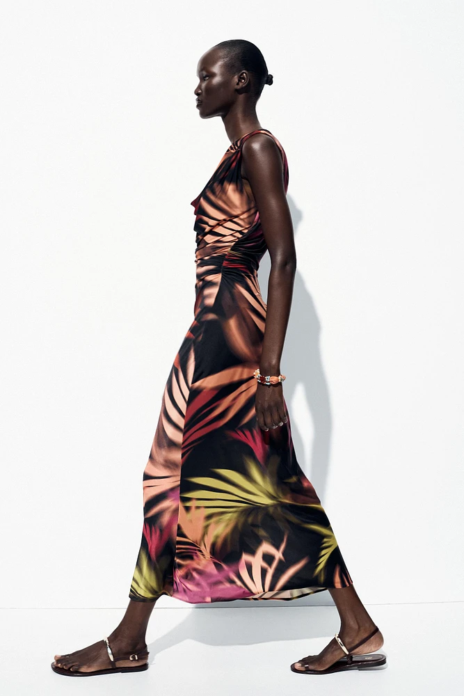 APPLIQUÉ PRINT MIDI DRESS