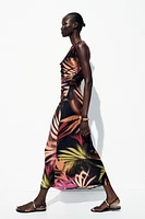 APPLIQUÉ PRINT MIDI DRESS