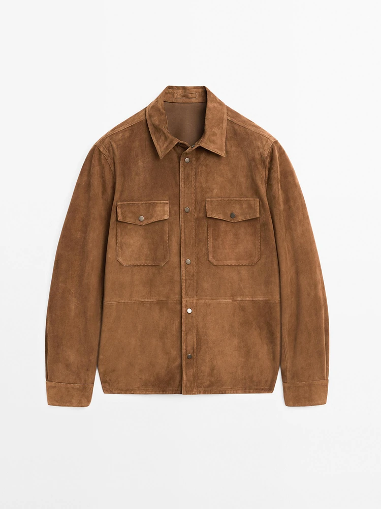 Chemise légère en cuir finition daim