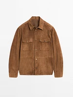 Chemise légère en cuir finition daim
