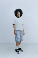 FLOWY CARGO DENIM SHORTS