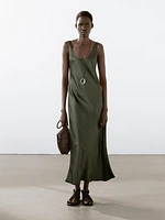 Long flowing satin dress