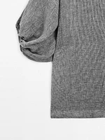 Short dress with sleeve detail, 100% linen