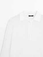Pull en maille semi-transparente et lin mélangé