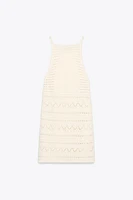 ROBE MINI HALTER EN MAILLE POINTELLE
