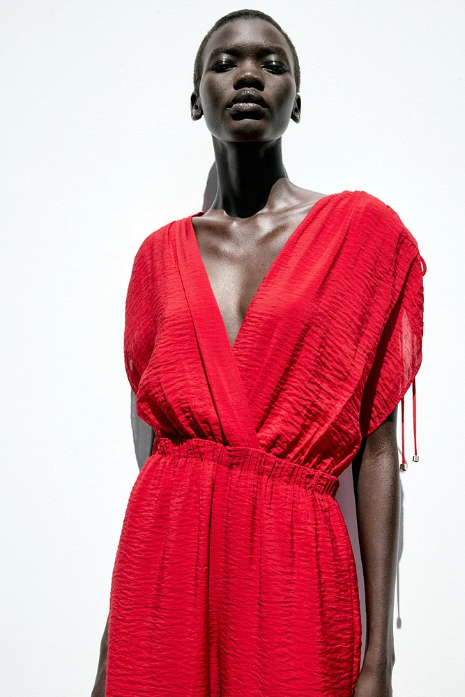 WIDE V-NECK JUMPSUIT