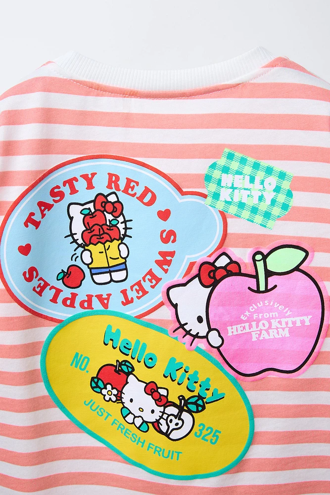 T-SHIRT PIÈCES ET IMPRIMÉ RAYURES HELLO KITTY © SANRIO
