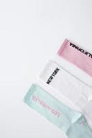 THREE-PACK OF TEXT PRINT LONG SOCKS