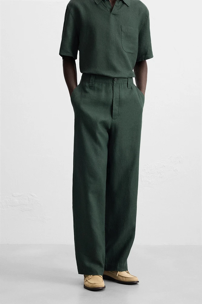 PANTALON STRAIGHT FIT 100 % LIN