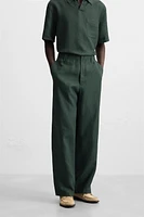 STRAIGHT FIT 100% LINEN PANTS