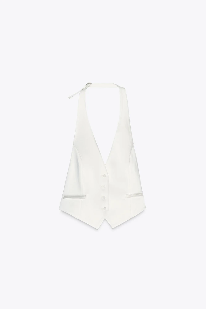 TOP GILET SATINÉ DOS NU