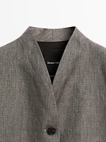 Blazer à col montant 100 % lin