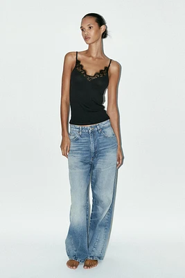 RIB TANK TOP WITH LACE
